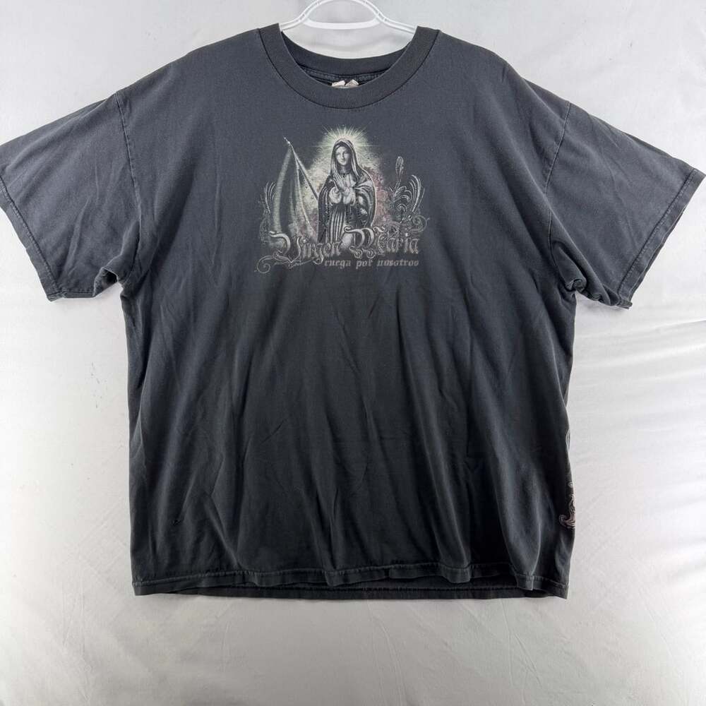 1632 Vintage Virgen De Maria Graphic T-Shirt Black XL